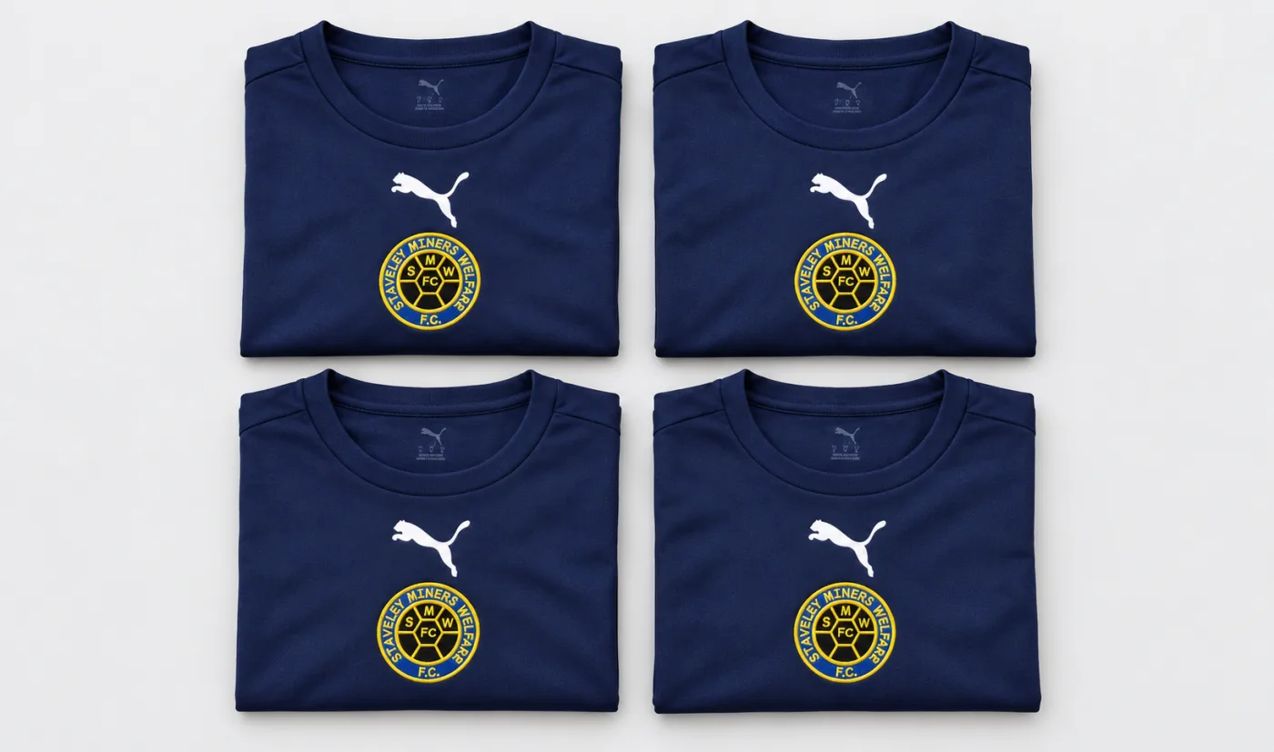 Club shirts with embroidered crests